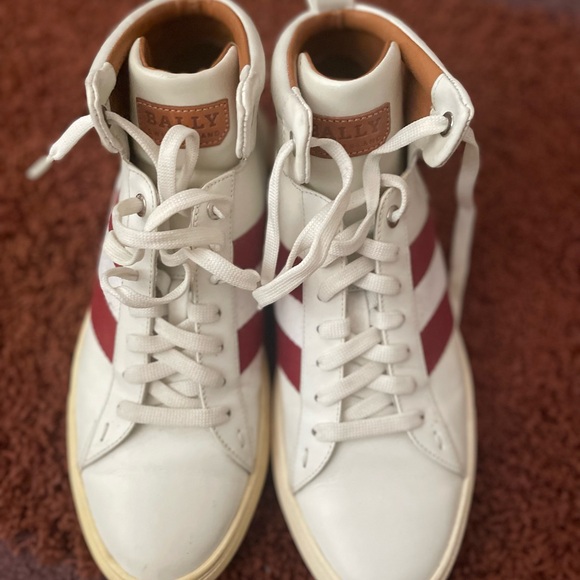 Bally Other - Bally White and Red High-Top Sneakers